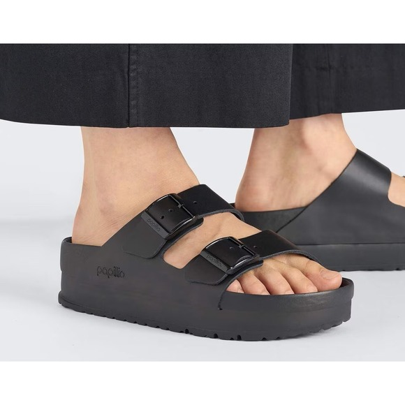 Birkenstock Shoes - Birkenstock Papillio Arizona Flex Platform Sandals 2 Strap Buckle Black 40 L9 M7